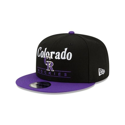 Black Colorado Rockies Hat - New Era MLB Two Tone Retro 9FIFTY Snapback Caps USA2617305